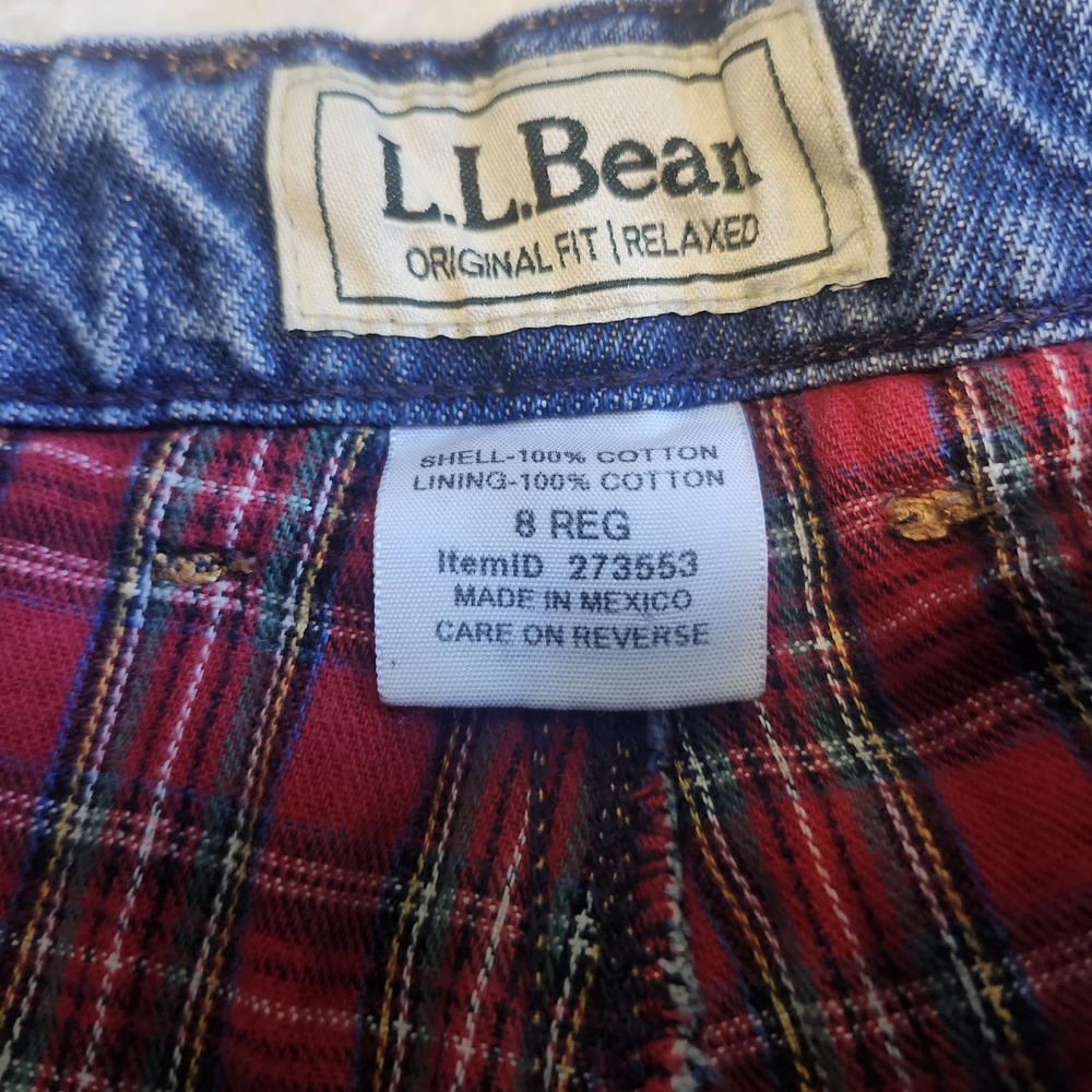 L.L. Bean Relaxed Fit Red and Blue Plaid Flannel Lined Jeans